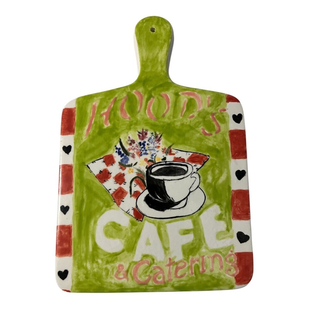 Hand Painted Ceramic Wall Paddle Hood’s Café & Catering Folk Art Kitchen Decor 1